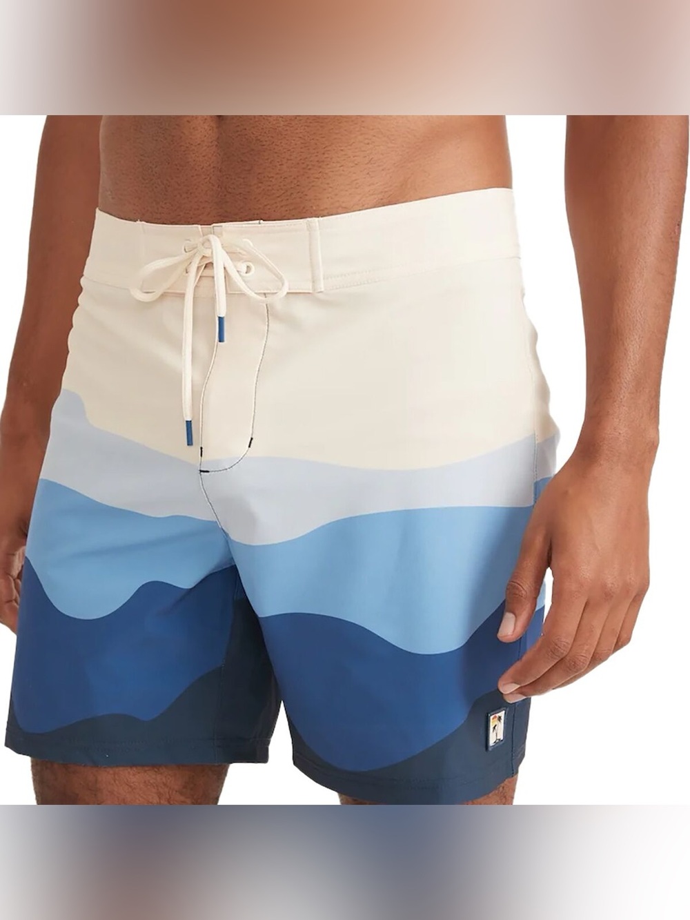 NWT Marine Layer Blue Wave 4-Way Stretch Board Shorts Size 30 Custom Patch